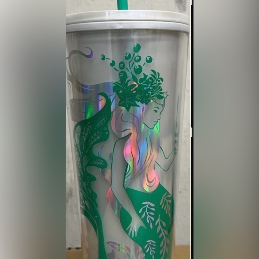 Starbucks Pearl Mermaid Siren Cup Spearmint Cold Venti Tumbler Holographic New